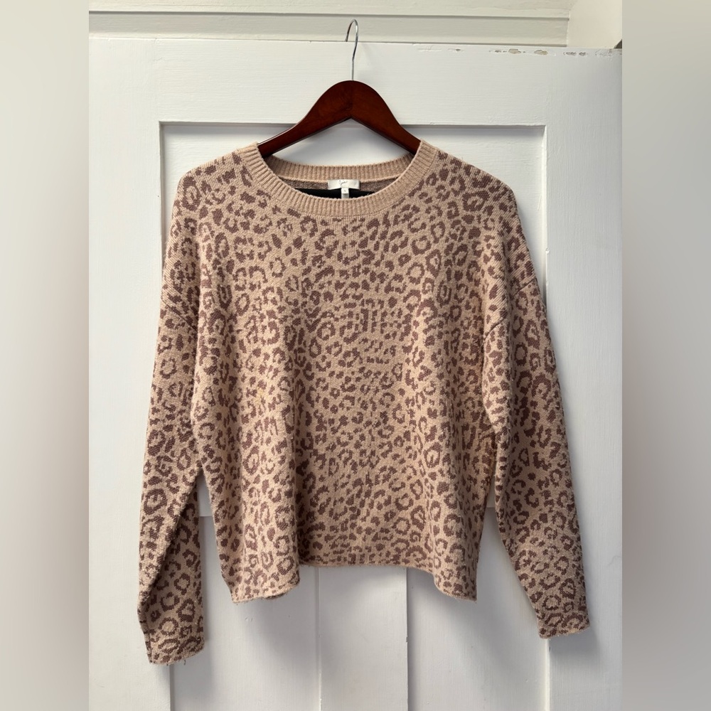 Joie Crew Neck Sweater with Leopard Print